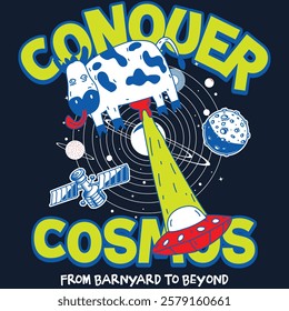 Conquer Cosmos From Barnyard To Beyond Sci-fi - Ready to Use Graphic Design Illustration