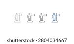 
"Conquer" outline icon set featuring a design of a person holding a flag