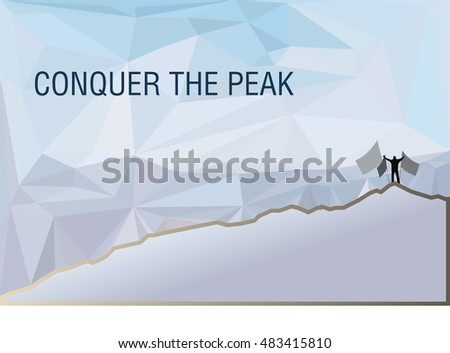 Conquer the peak flat info graphics vector illustration