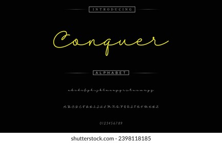 Conquer signature Font Calligraphy Logotype Script Brush Font Type Font lettering handwritten