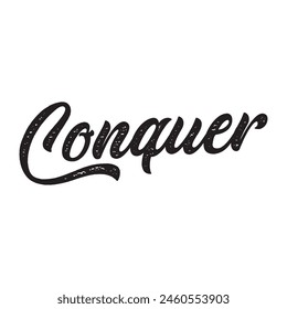 conquer text on white background.