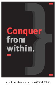 Conquer From Within Motivational Quote Vector Poster Design