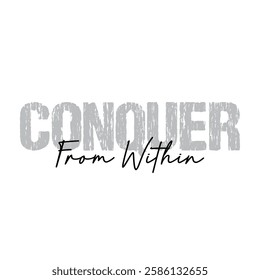 conquer from within text on white background.