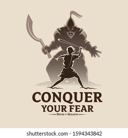 Conquer your fear David and Goliath vector illustration
for t-shirt design, poster, banner or any other purpose.