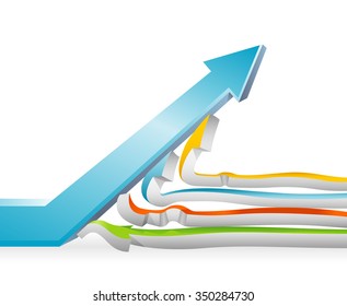 Conquering Adversity-Solid arrow counter flow towards success