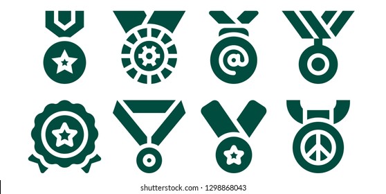  conquering icon set. 8 filled conquering icons. Simple modern icons about  - Medal