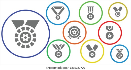 conquering icon set. 9 filled conquering icons.  Collection Of - Medal