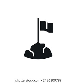 Conquista del icono de pictograma simple pico. Vector sólido aislado ilustración negra.