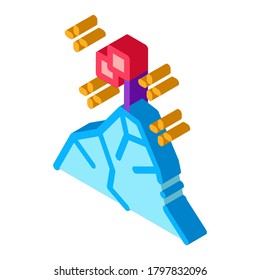 conquering top of mountain icon vector. isometric conquering top of mountain sign. color isolated symbol illustration