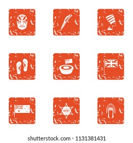 Conquest of america icons set. Grunge set of 9 conquest of america vector icons for web isolated on white background