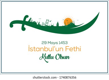 Conquest of Istanbulin 1453 and Vector Illustration of Fatih Sultan Mehmed