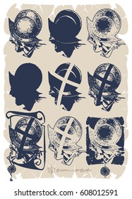 Conquistador and the cross head, vector