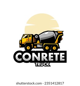 Conrete mixer truck logo design illustration vector