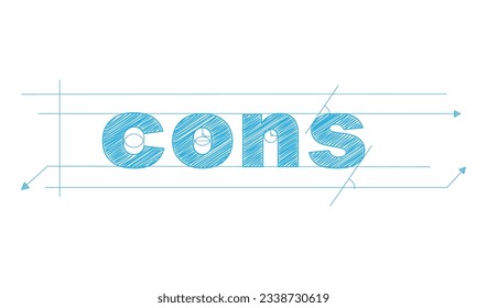 CONS blue vector draft text banner