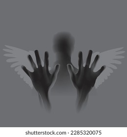 Conscience in the form of an angel. Vector illustration