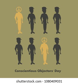 Conscientious objectors day greeting card. People against war.