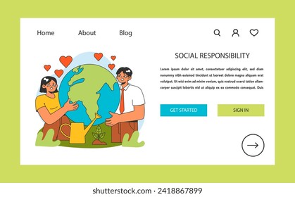 Conscious or ethical living. Sustainable development and zero waste lifestyle. Circular economy, business and social responsibility to reduce carbon footprint. Flat vector illustration.