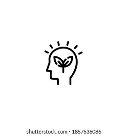 Consciousness icon. Ecology icon. Simple, flat, black, outline.