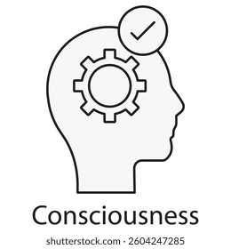 Consciousness Icon, Exploring the Depths of Consciousness, The Science and Mystery of Consciousness, vector