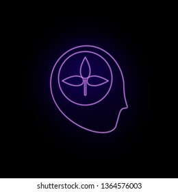 Consciousness, icon, learning, biology, neon. Biotechnology and Science, Chemical laboratory. Can be use infographic and presendation - Vector icon