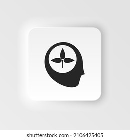 Consciousness, learning, biology. Bioengineering neumorphic style vector icon. Biotechnology for health, researching. Molecular biology, biomedical and molecular engineering Neumorphism, neumorphic st