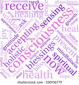 Consciousness word cloud on a white background. 