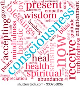 Consciousness word cloud on a white background. 