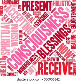 Consciousness word cloud on a white background. 