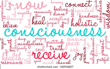 Consciousness word cloud on a white background. 