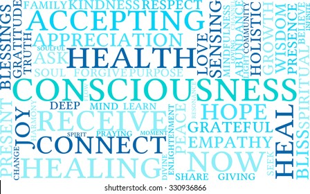Consciousness word cloud on a white background. 