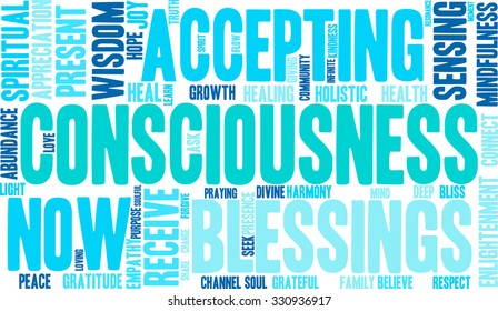 Consciousness word cloud on a white background. 