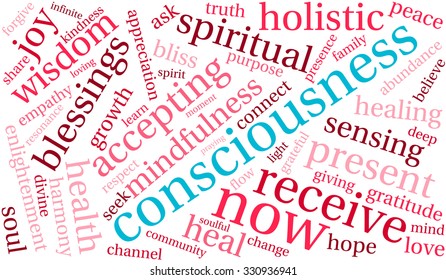 Consciousness word cloud on a white background. 