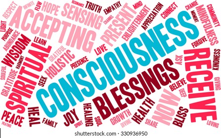 Consciousness word cloud on a white background. 