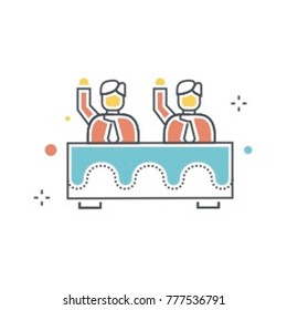 Consensus modular protocol modern flat icon. Bitcoin, Cryptocurrency, Blockchain concept. Judge panel vector illustration.