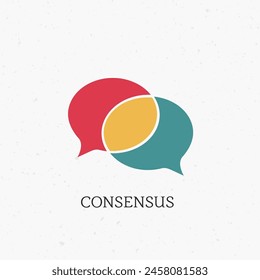 Consensus speech bubbles, sharing ideas concept, Agreement communication dialog message. Stock vector illustration