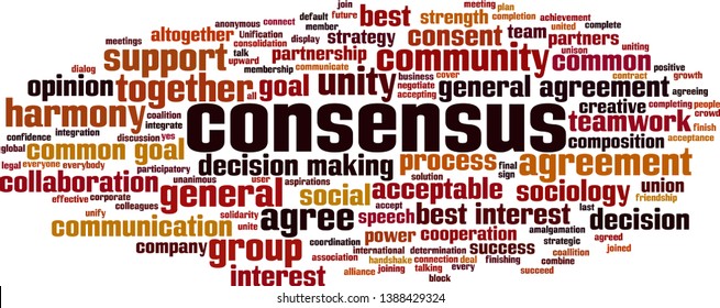 Consensus word cloud concept. Collage made of words about consensus. Vector illustration