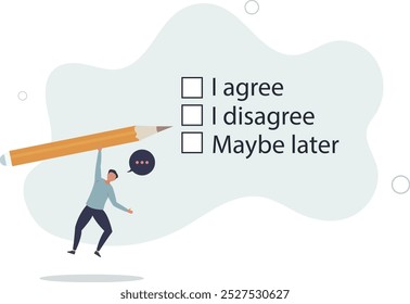 Consent document to choose, agree or disagree, accept or approve permission,flat design with people.