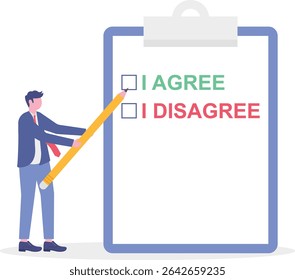 Consent document to choose, agree or disagree, accept or approve permission, yes or no answer,


