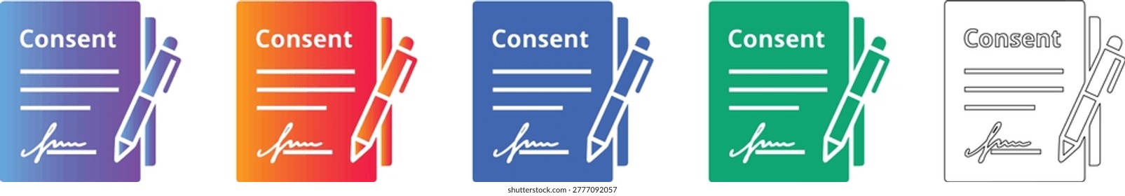 Consent Form Document Icons with Pen Symbol vol 2210