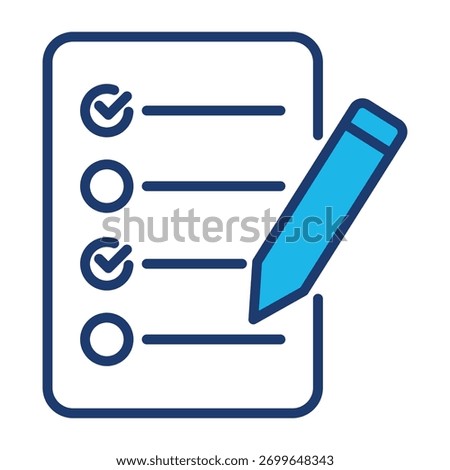 Consent Form Icon In Blue Monochrome Flat Design, Vector Illustration