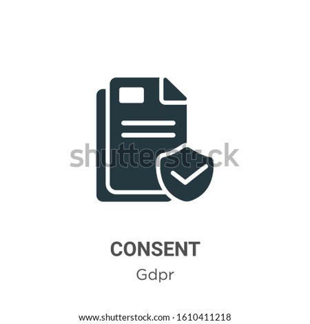 Consent glyph icon vector on white background. Flat vector consent icon symbol sign from modern gdpr collection for mobile concept and web apps design.