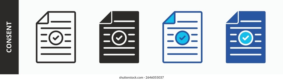 Concepto de ilustración de icono de consentimiento con estilo mixto
