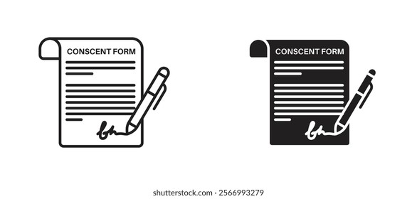 Consent icons in outline and fill. vector illustration for ui.