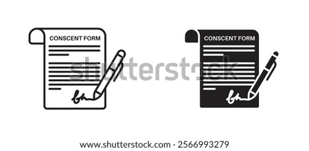 Consent icons in outline and fill. vector illustration for ui.