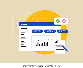 Consent Management Platform (CMP). Privacy Solutions, GDPR Compliance, User Data Protection, Online Privacy, Cookie Consent, Digital Marketing Compliance vector illustration on business background svg