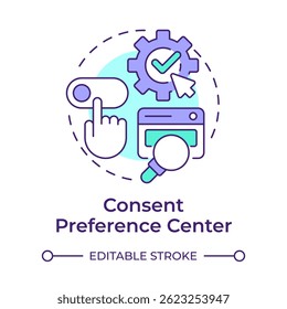 Consent preference center multi color concept icon. Review, modify and withdraw permission for data processing. Round shape line illustration. Abstract idea. Graphic design. Easy to use in article