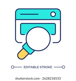Consent preference line color icon. Search bar with magnifying glass. Reading uses agreement online. Internet technology. Isolated vector illustration. Flat colorful symbol design. Editable stroke