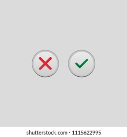 consent and rejection buttons colored icon. Element of player buttons for mobile concept and web apps. Detailed consent and rejection buttons icon can be used for web and mobile on gray background