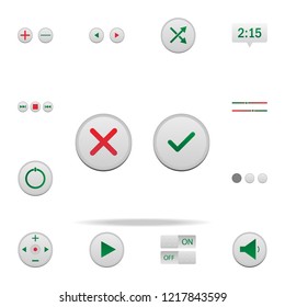 consent and rejection buttons colored icon. Elements of music player in badge style icons. Simple icon for websites, web design, mobile app, info graphics