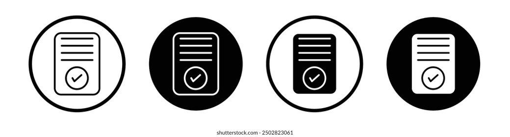 Consent vector icon set black filled and outlined style.